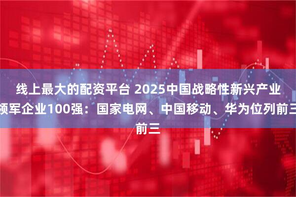 线上最大的配资平台 2025中国战略性新兴产业领军企业100强：国家电网、中国移动、华为位列前三