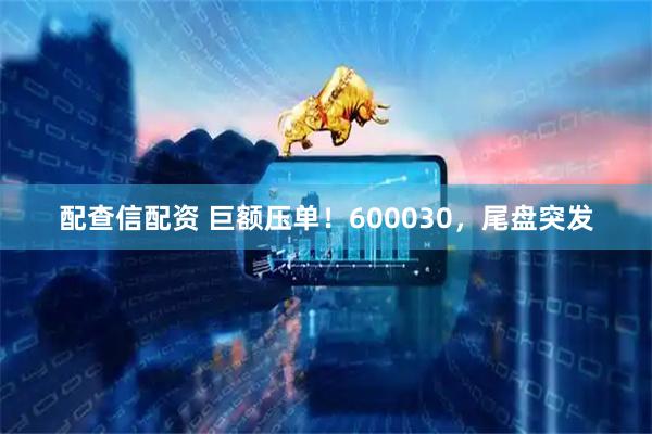 配查信配资 巨额压单！600030，尾盘突发